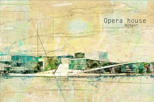 Oslo Opernhaus Norwegen von Lembayung senja studio [Vintage Poster]