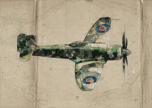 Vintage Jagdflugzeug Karte