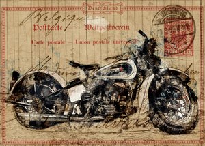 Vintage-Motorrad-Postkarte
