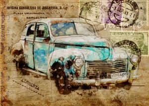 Vintage-Reiseauto von Lembayung senja studio [Vintage Poster]