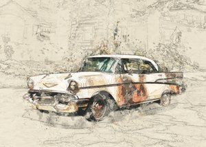 Verwittertes Klassisches Auto von Lembayung senja studio [Vintage Poster]
