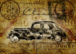 Postkarte Antikes Auto