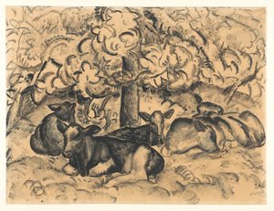 Obstgarten mit Kälbern von Leo Gestel (signed by artist)