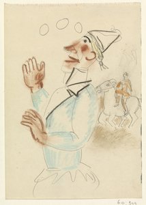 Clown und Reiter zu Pferd