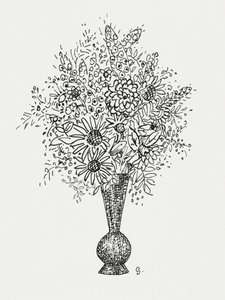 Blumenvase (ca. 1891–1941) Zeichnung in hoher Auflösung