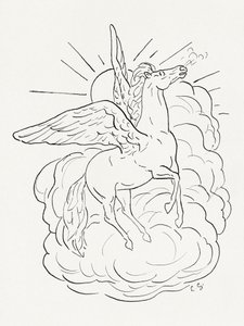 Pegasus fliegt vor einer Wolke (1891–1941)
