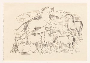 Studienblatt mit acht Pferden von Leo Gestel