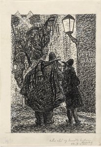 Zwei Männer auf der Straße im Dunkeln von Leo Gestel