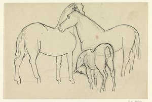 Zwei Pferde und ein Fohlen von Leo Gestel