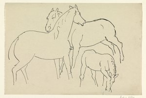 Zwei Pferde und ein Fohlen von Leo Gestel