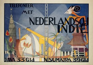 Poster Telefonieren mit Niederländisch-Indien
