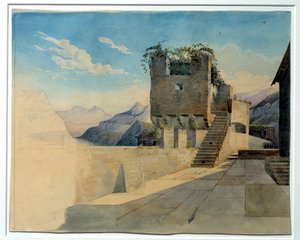 Die Terrasse des Gasthauses. Gemälde von Leo von Klenze (1784-1864) von Leo von Klenze