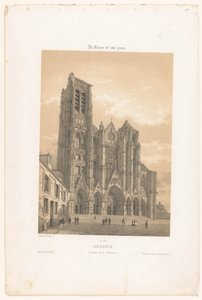 Blick auf die Fassade der Kathedrale in Bourges von Leon Auguste Asselineau