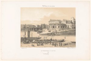 Blick auf die Fischhalle in Nantes vom Steg (Hedendaags Frankreich) von Leon Auguste Asselineau