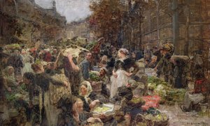 Les Halles, Studie für ein Gemälde für den Salon des Lettres im Hôtel de Ville, Paris, in Auftrag gegeben 1889 von Leon Augustin Lhermitte