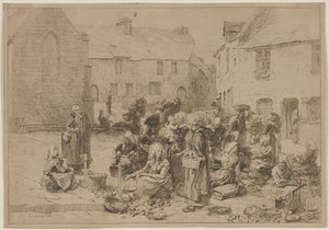 Der Apfelmarkt in Landerneau, 1878 von Leon Augustin Lhermitte