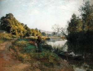 Die Ufer der Marne, Rückkehr des Fischers, ca. 1907 von Leon Augustin Lhermitte