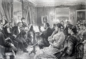 Das Quartett oder Der musikalische Abend im Haus von Amaury Duval, 1881 von Leon Augustin Lhermitte