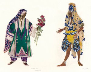 Kostümentwürfe für das russische Ballett Le Dieu Bleu, um 1912
