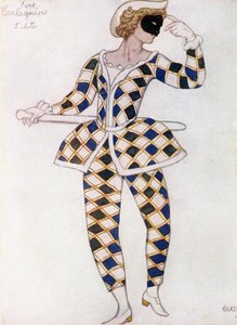 Kostümentwurf für Harlekin, aus Dornröschen, 1921 von Leon Bakst
