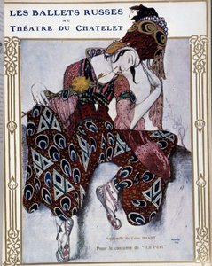 Les Ballets Russes im Théâtre du Châtelet: Kostüm für "La Péri" - Aquarell von Bakst, in "Comoedia illustriert"