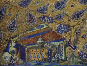 Bühnenbild für das Ballett Orientalische Fantasie von Ippolitov-Ivanov und Mussorgsky, 1913