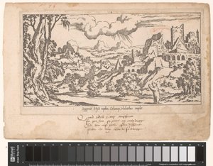 Callisto als Bär bittet Jupiter in einer Landschaft mit Ruinen (Die Fabel von Callisto, Serientitel) von Leon Davent