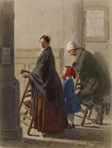 Mann, Frau und Mädchen beim Gebet in der Kirche, 1864 von Leon Henri Antoine Loire