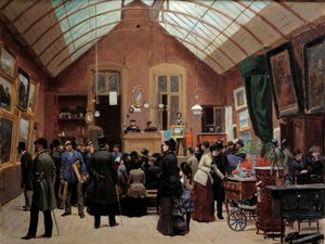 Ein Verkaufsraum im 19. Jahrhundert. Gemälde von Leon Joseph Voirin (1833-1887)