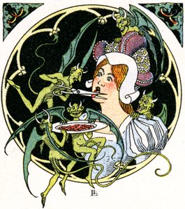 Teufel meißeln einer Frau die Zunge heraus