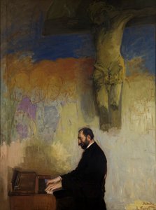 Porträt von Feliks Jasienski (1861-1929) an der Orgel