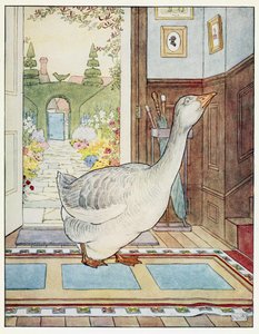 Gänschen, Gänschen Gander, wohin soll ich wandern?, aus A Nursery Rhyme Picture Book, veröffentlicht 1914 (Farblitho) von Leonard Leslie Brooke