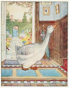 Gänschen, Gänschen Gänschen, wohin soll ich wandern, aus Ein Bilderbuch der Kinderreime, veröffentlicht 1914 von Leonard Leslie Brooke