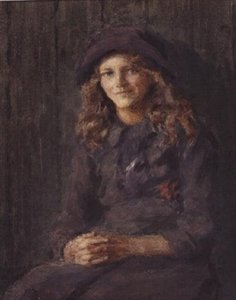 Junges Mädchen mit lila Hut, ca. 1918