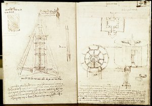Architektur und Militärkunst: Manuskript von Leonardo da Vinci