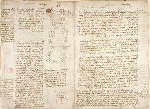 Notizen, mathematische Berechnungen und Diagramm betitelt 