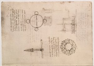 Codex Madrid I f.20, mechanische Studien