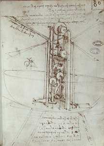 Zeichnung einer Flugmaschine. Manuskript von Leonardo da Vinci von Leonardo da Vinci
