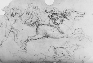Galoppierender Reiter und andere Figuren, um 1480