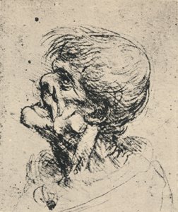 Groteskes Profil nach links, um 1480, 1945