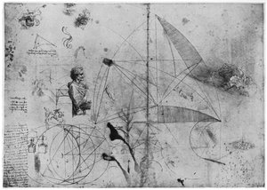 Blatt mit Studien, spätes 15. oder frühes 16. Jahrhundert 1954 von Leonardo da Vinci