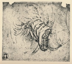 Ärmelstudie für Die Verkündigung, 1470-1473, 1945 von Leonardo da Vinci