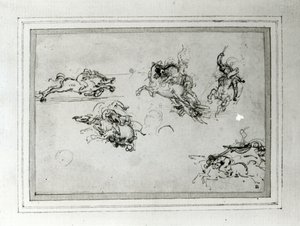 Studie von Reitern im Kampf, 1503-4