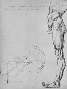 Studie der unteren Hälfte eines Mannes und von Maschinen, ca. 1480 1945 von Leonardo da Vinci
