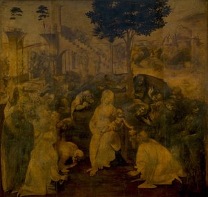 Die Anbetung der Könige, um 1480 von Leonardo da Vinci
