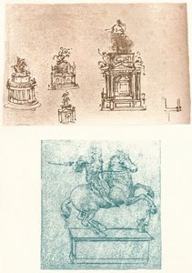 Zwei vorbereitende Studien für das Sforza-Denkmal, um 1482-1499, 1883 von Leonardo da Vinci