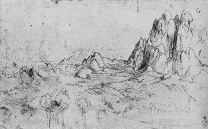 Blick auf eine Bergkette, ca. 1480 1945 von Leonardo da Vinci