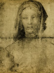 Studie für die Jungfrau; Zeichnung aus der Schule von Leonardo. Der Louvre, Paris