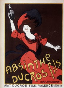 Werbung für Wermut Ducros (Frau winkt mit einer Flasche) von Leonetto Cappiello
