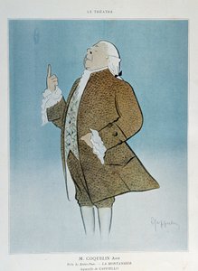 Komiker Constant Poppy Groin (1841-1909) in der Rolle des Saint Phar in Rejanes „La Montansier“ im Jahr 1904. Aquarell von Leonetto Cappiello (1875-1942) Paris. Decorative Arts